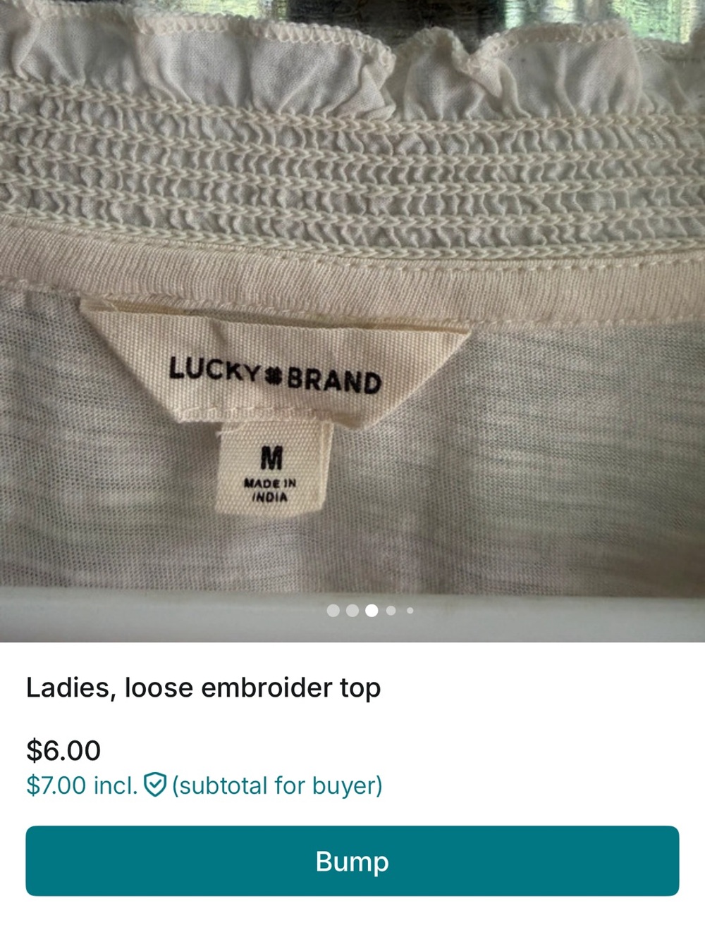 Lucky Brand Cream V-Neck Embroidered Long Sleeve Tunic - Picture 3 of 5